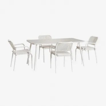 Set Tavolo Da Pranzo E 4 Sedie Arhiza Gardenia Bianco - Sklum