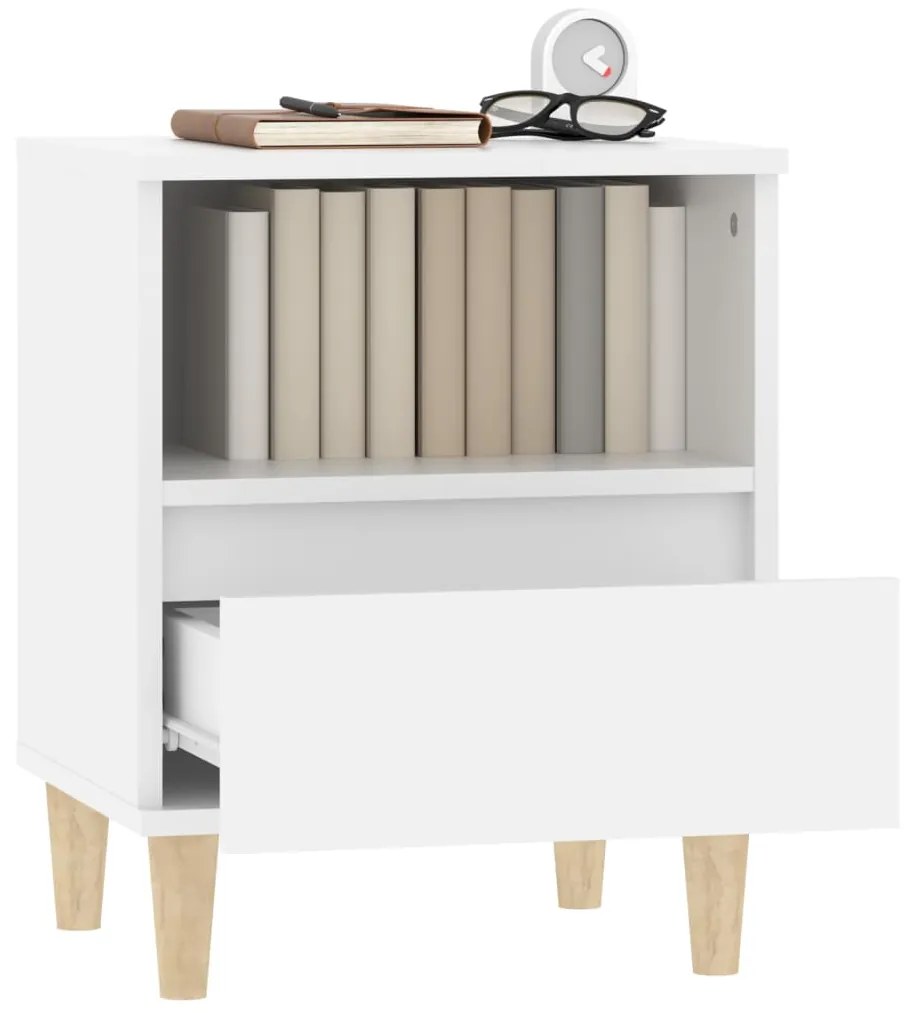 Comodini 2 pz in bianco 40x35x50 cm