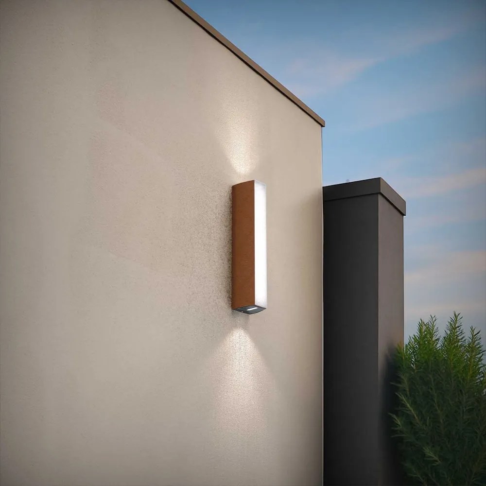 Applique Bidirezionale Corten 12W CCT, IP65 da esterno - Serie FILO Colore Bianco Variabile CCT
