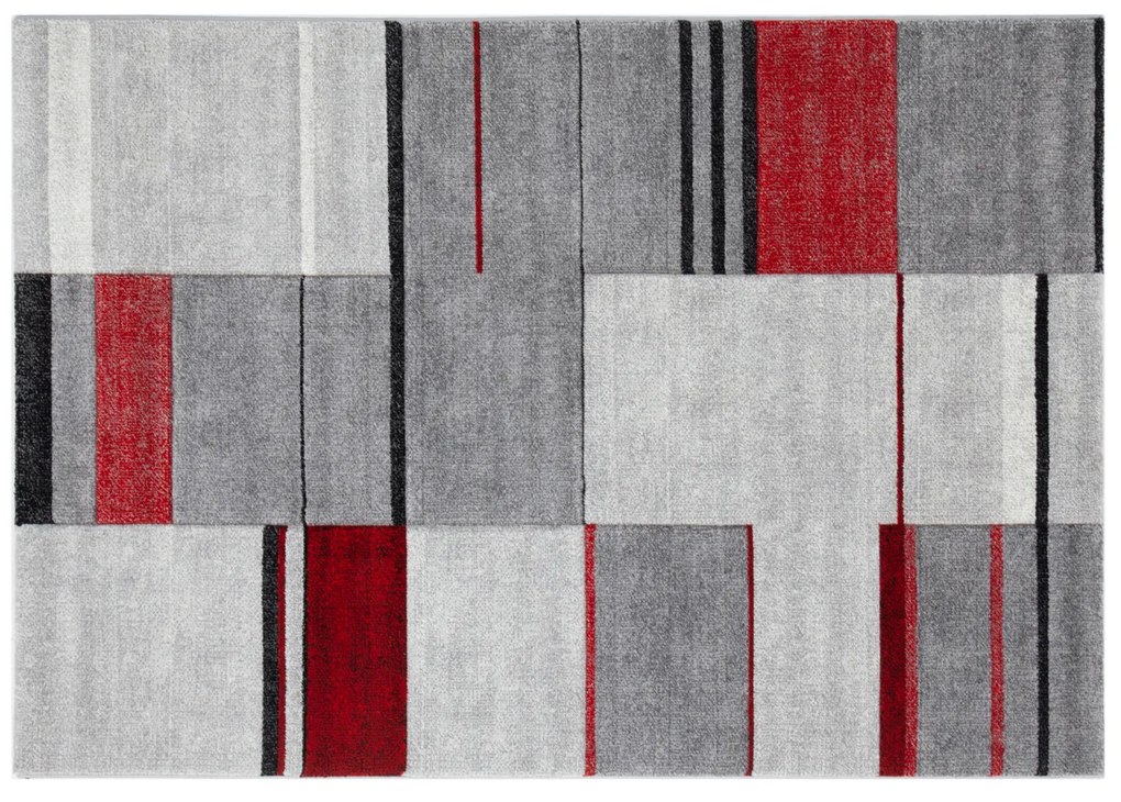 Tappeto 160x230 cm Ray A grigio e rosso