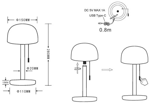Globo 21016M - Lampada da tavolo LED NORMAN LED/1,5W/3,7V 3000/4200/6000K ottone