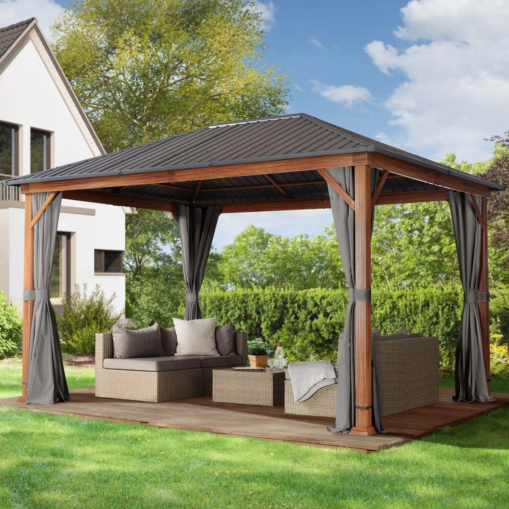 TOOLPORT Gazebo da giardino Forest Superior loft grigio, 3x4 m look rovere - (300185)