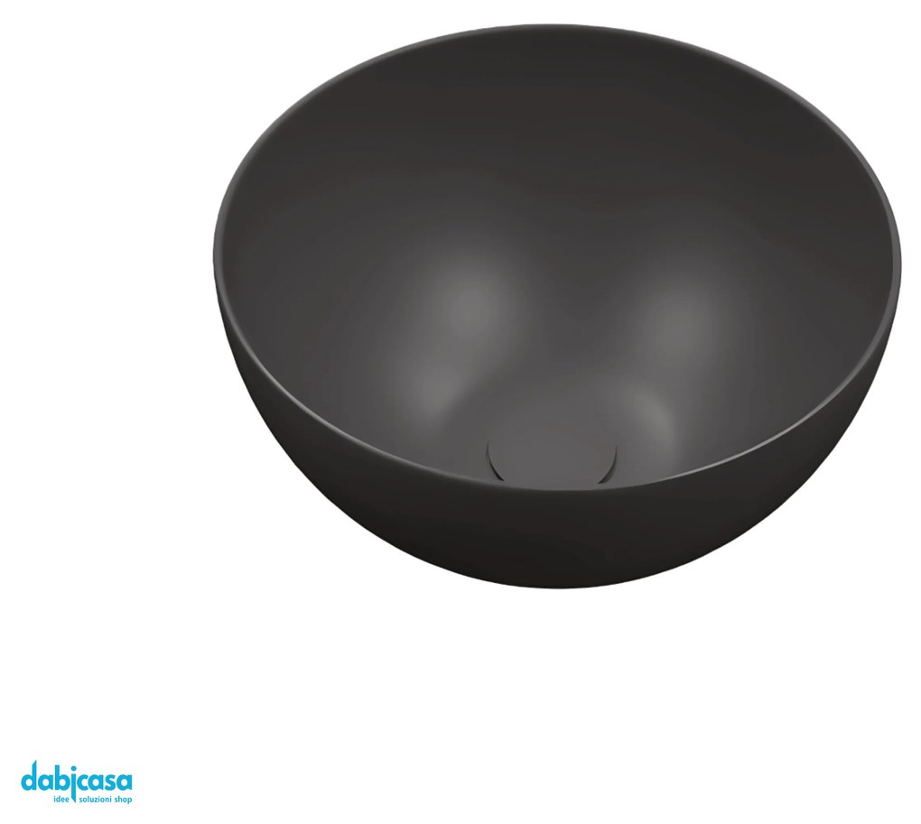 Lavabo D'Appoggio In Ceramica Finitura Nero Opaco Da Diam.40 cm