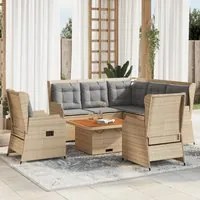 Set Divani da Giardino 5 pz con Cuscini in Polyrattan Beige 3262152