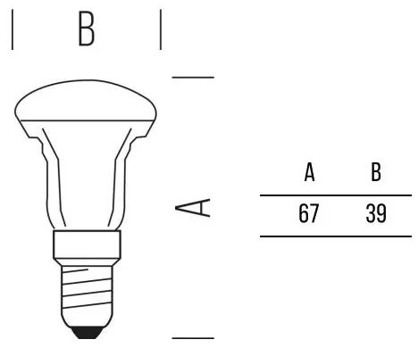 Reflector R39 250lm 3,0W E14 120° CW