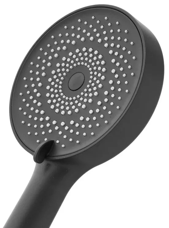Doccetta tonda moderna 26cm nero opaco a tre getti in ABS anticalcare Hidra