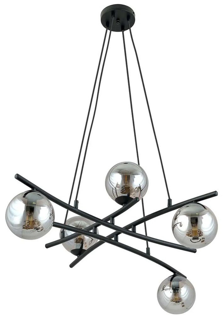 Lampadario Moderno Cadmo Acciaio Nero Grigio 5 Luci E14 Ip20