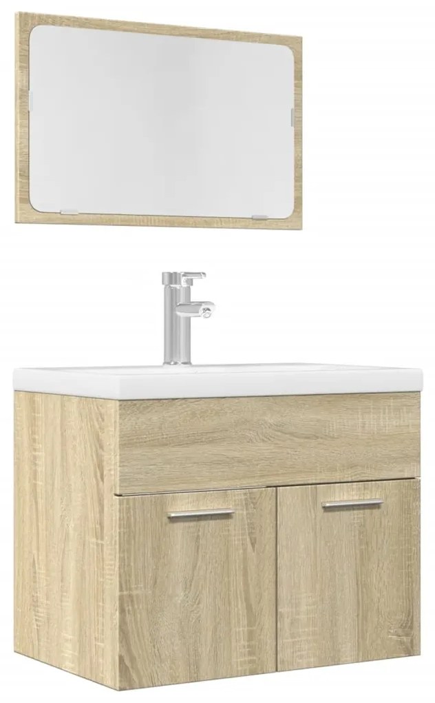 Set Mobili Da Bagno 2 Pz Rovere Sonoma İn Legno Multistrato /