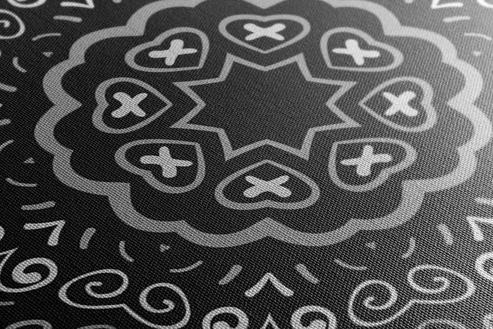 Stampa su tela – Mandala dell'amore in bianco e nero