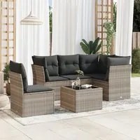 Set Divano da Giardino 6pz con Cuscini Grigio Chiaro Polyrattan 3217652