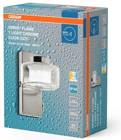 Osram - Lampada da parete per bagno LED ORBIS FLAME, 5,5 W / 230 V, IP44, finitura cromata