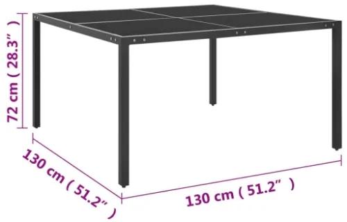 Tavolo da Giardino Antracite 130x130x72 cm in Acciaio e Vetro