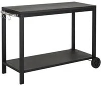 Carrello da Cucina 2 Livelli 128x46,5x86,5 cm in Metallo Nero