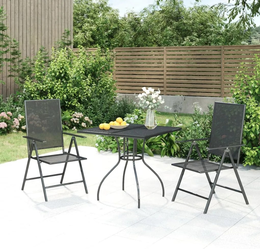 Set Da Pranzo Da Giardino 3 Pz İn Acciaio Antracite /