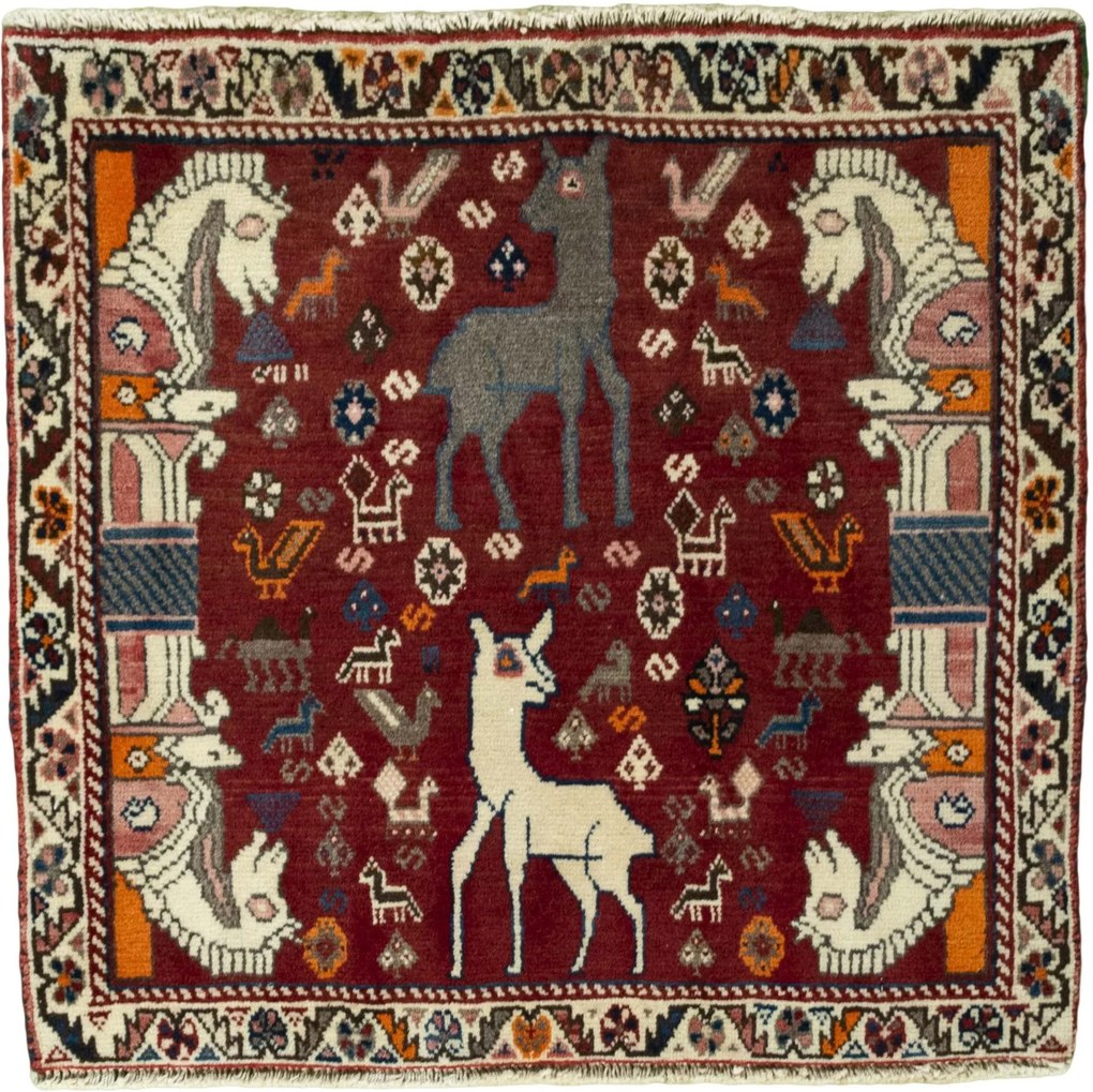 Shiraz Tappeto persiano 70x70 Rosso (Iran) Annodato A Mano