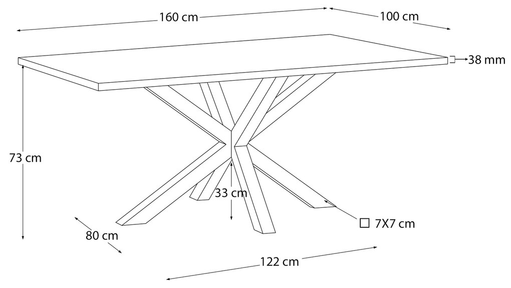 Kave Home - Tavolo Argo di melammina con finitura naturale e gambe in acciaio effetto legno 160 x 100