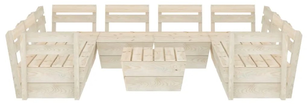 Set Divani da Giardino su Pallet 9 pz in Legno Abete Impregnato