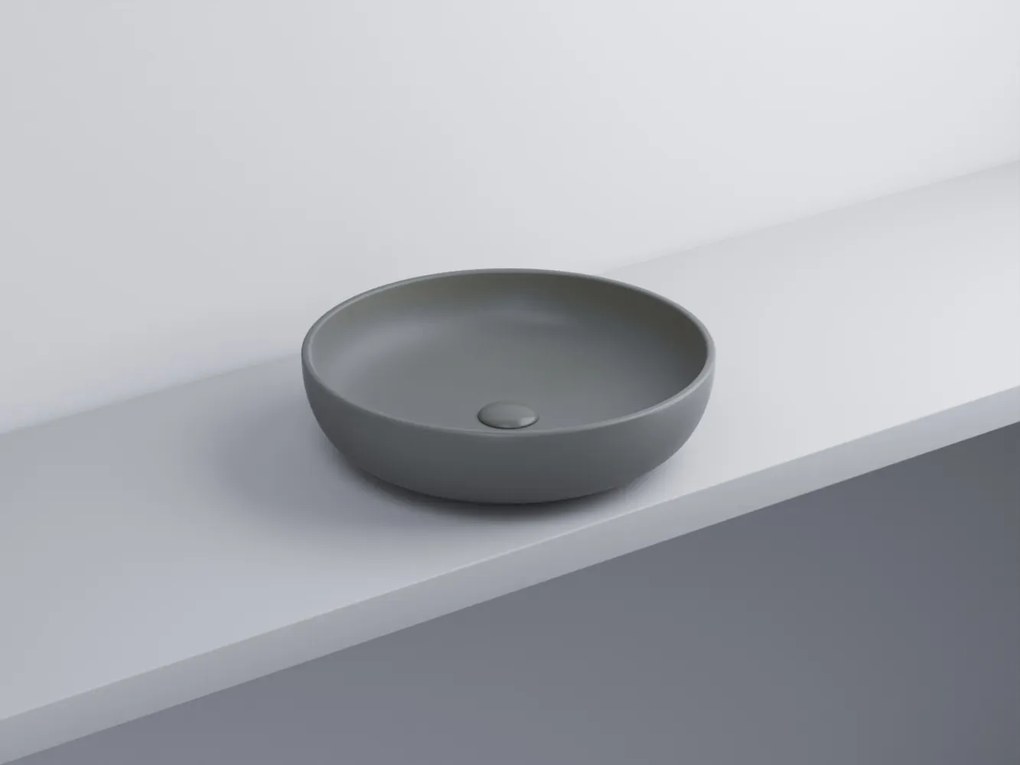 Cielo Shui Lavabo 45 cm tondo da appoggio senza troppo pieno in ceramica cemento