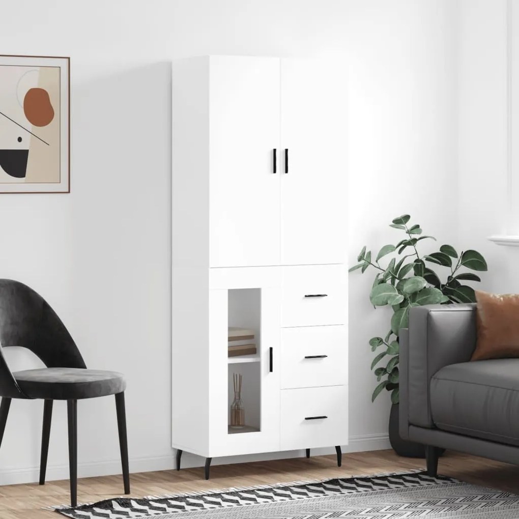 Credenza Bianca 69,5x34x180 Cm İn Legno Multistrato /