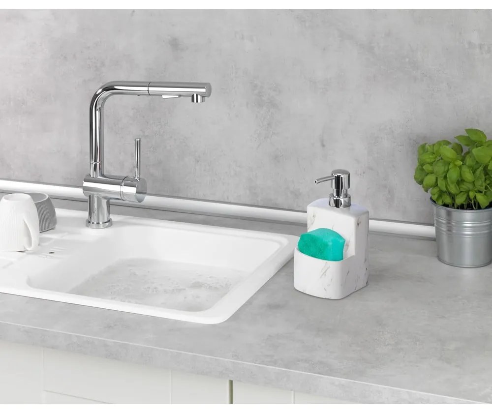 Distributore di sapone in ceramica bianca Marble, 380 ml Festival - Wenko