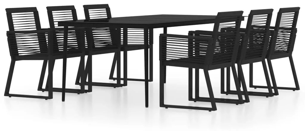Set mobili da pranzo per giardino 7 pz nero