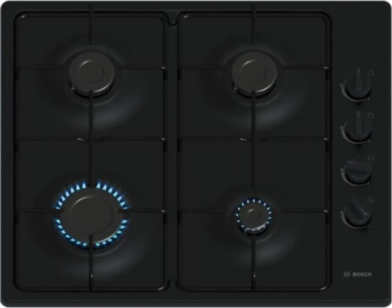 Piano cottura a gas da 60 cm, 7500 W, 4 fuochi, nero - PBP6B6K80 - bosch