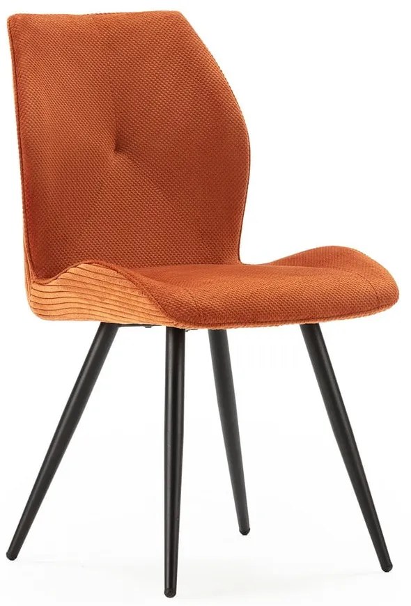 Set di 2 sedie da pranzo in velluto a coste arancione Adaya - Marckeric