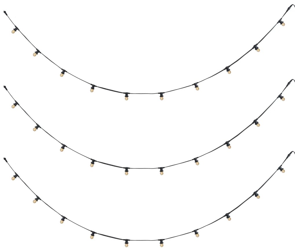 Catena luminosa collegabile nera con spina 14m incl. E27 P45 30 luci IP64 - Lubber