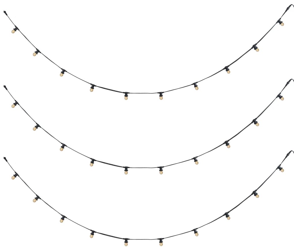Illuminazione per feste nera collegabile con spina 18m incl. E27 P45 30 luci IP44 - Lubber