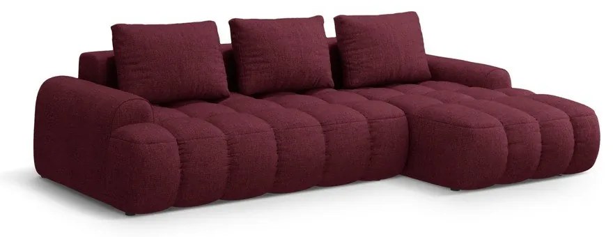 Divano angolare burgundy allungabile/con contenitore (con penisola a destra/con chaise lounge) Linz – Cosmopolitan Design