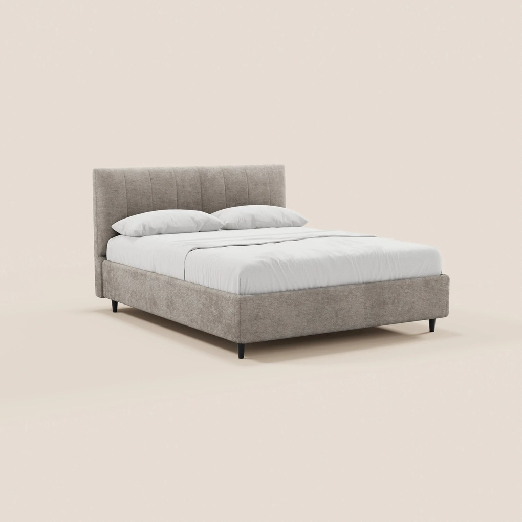 ONYX letto imbottito con vano contenitore e testiera verticale in tessuto certificato Oeko-Tex®