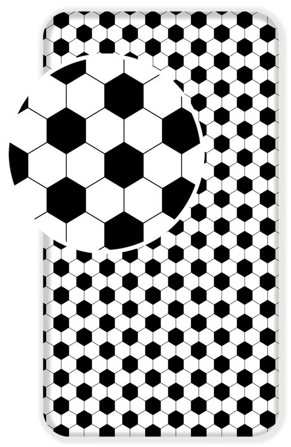 Lenzuolo con angoli per bambini bianco e nero in cotone per letto singolo 90x200 cm Football – Jerry Fabrics