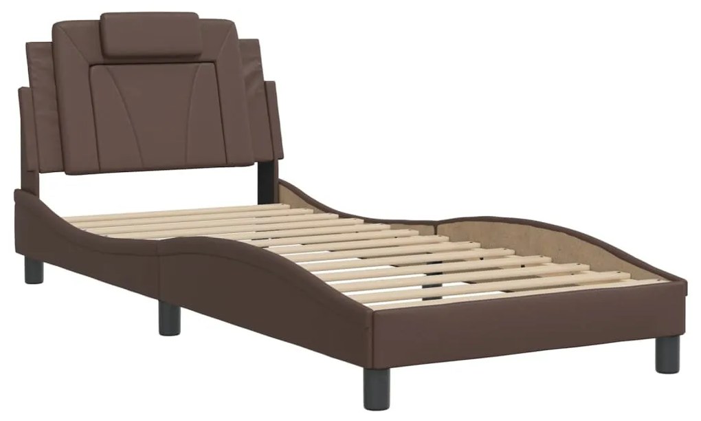 Giroletto con testiera marrone 80x200 cm in similpelle