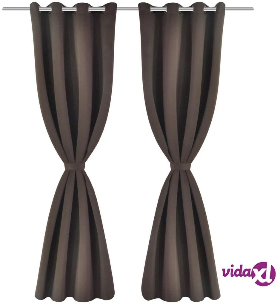vidaXL Tende Oscuranti 2 pz con Anelli in Metallo 135 x 245 cm
