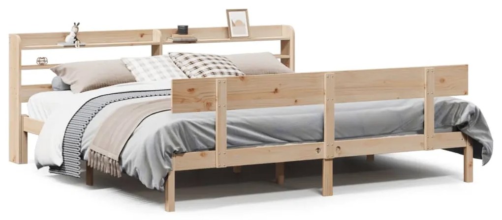 Letto Senza Materasso 200x200 Cm İn Legno Massello Di Pino /