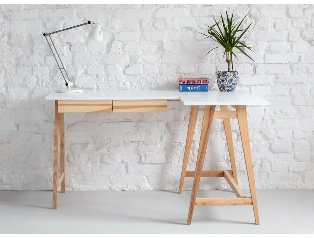 Tavolo da lavoro con piano bianco 85x135 cm Luka - Ragaba