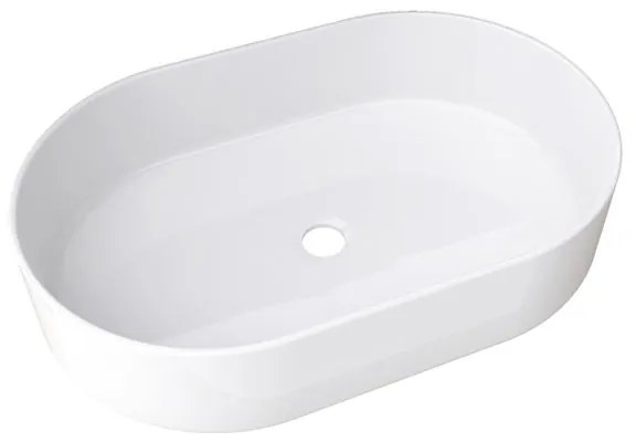 Lavabo da appoggio Trapani ovale in ceramica L 60.5 x H 12.5 x P 38 cm bianco lucido