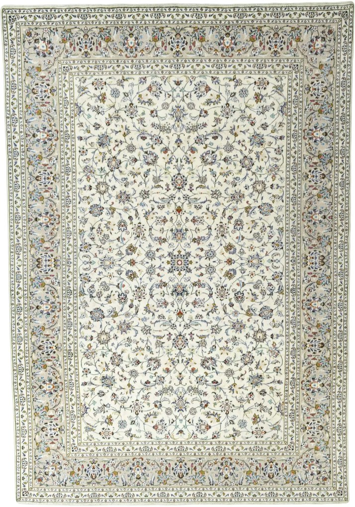 Kashan Tappeto 350x240 Beige (Iran) Annodato A Mano