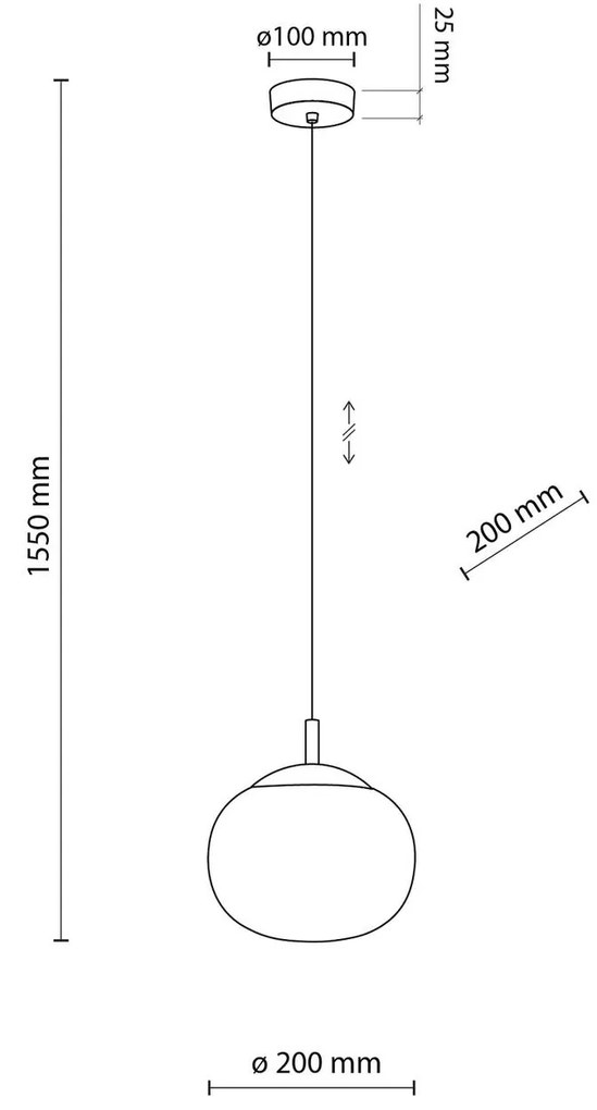 TK Lighting Lampada a sospensione Vibe, vetro bianco opalino, Ø 20 cm