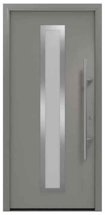 Portoncino d'ingresso HORMANN Iso Pro Secur 700s con vetro L 80 x H 210 cm in acciaio grigio, apertura tirare a destra