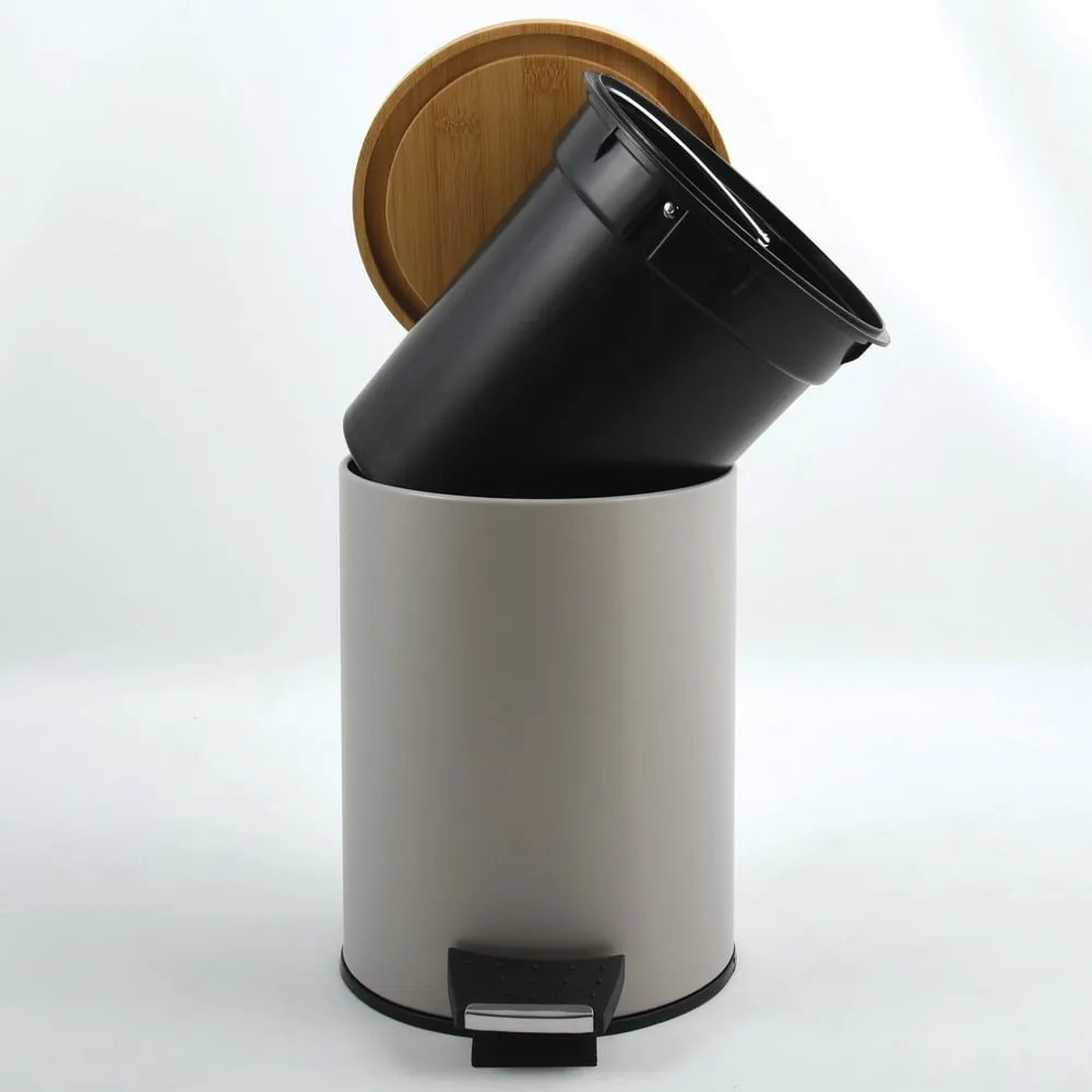 Cestino per la spazzatura grigio tortora in acciaio con pedale 5 l Adonis – Spirella