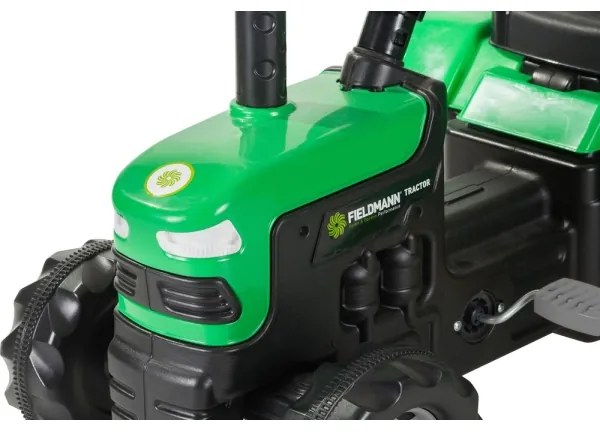 Trattore a pedali con carrello nero/verde