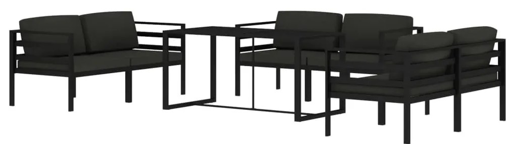 Set divani da giardino 7 pz con cuscini in alluminio antracite