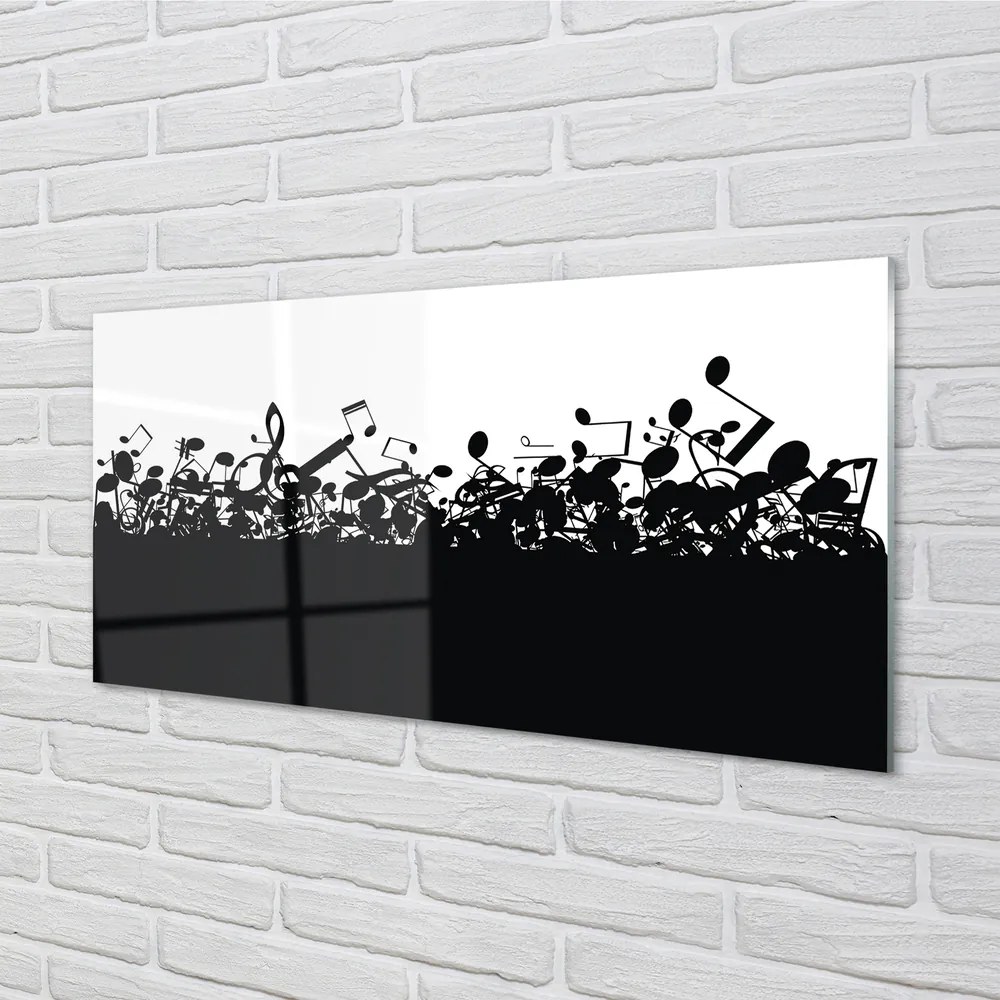 Pannello paraschizzi cucina Spartiti in bianco e nero 120x60 cm