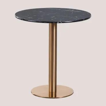 Tavolo da bar rotondo in marmo Cosmopolitan Nero & Ø70 cm & Oro Rosa - Sklum