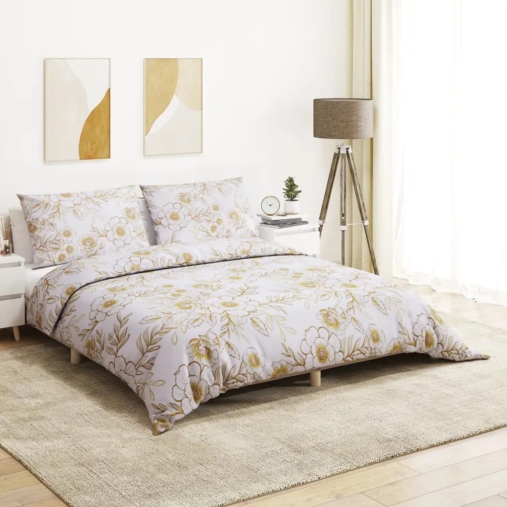Set Copripiumino Bianco E Marrone 200x200 Cm İn Cotone /
