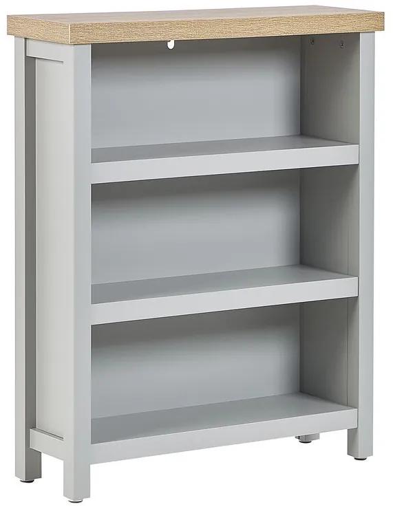 Libreria 3 ripiani legno chiaro e grigio 87 cm CLIO Beliani