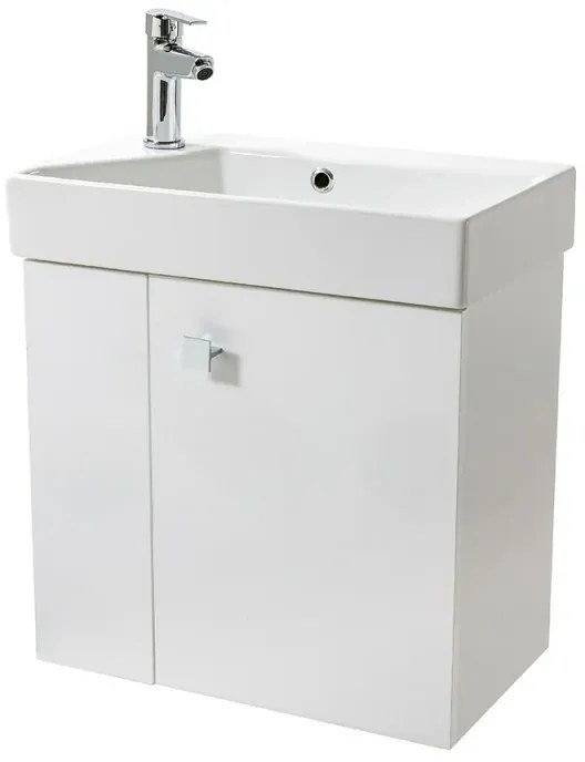 Mobile bagno sospeso salvaspazio 55 cm bianco lucido con specchio Strada