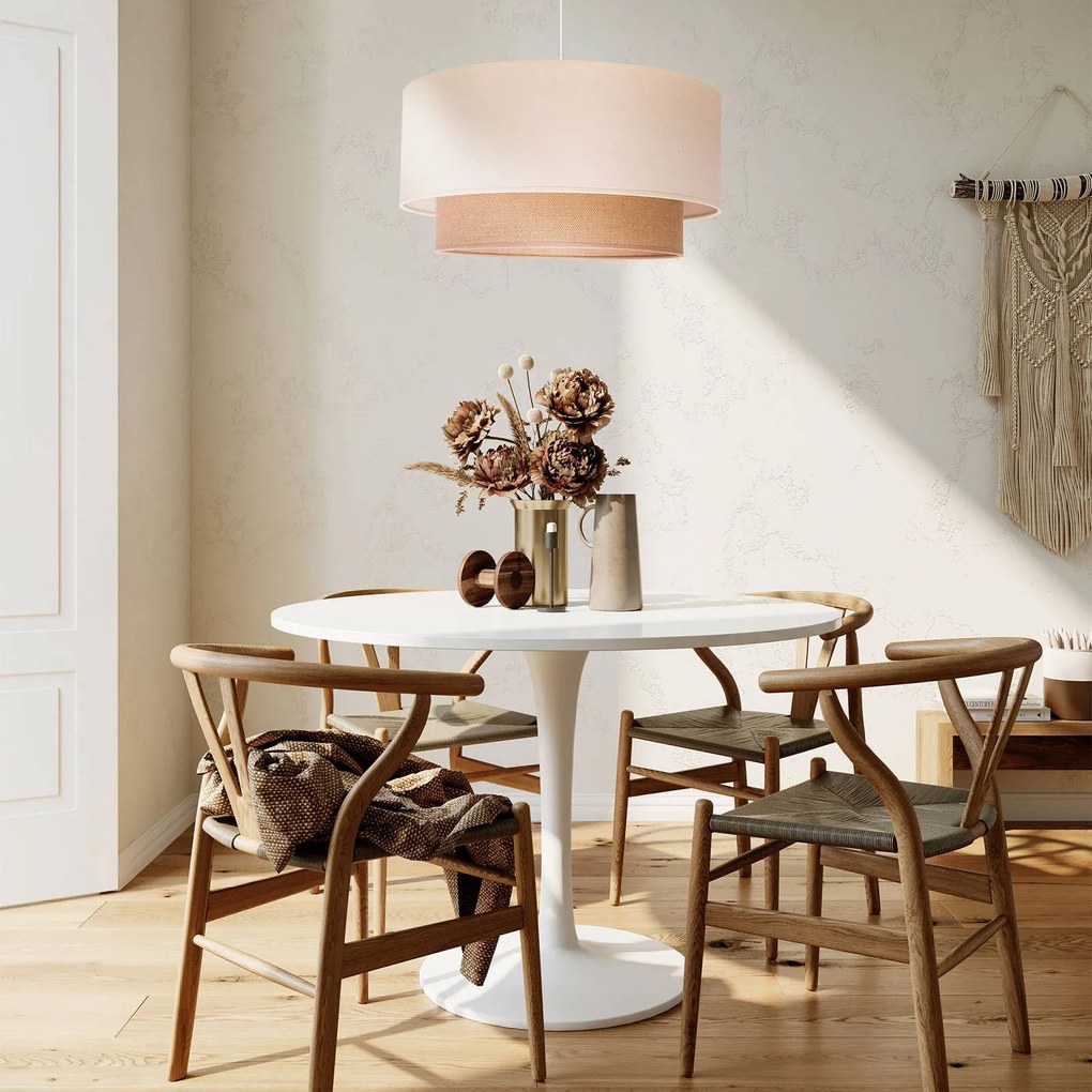 Lampada a sospensione Boho Euluna, dimmerabile, Crema / Ambra, Soggiorno / Sala da pranzo, Tessuto / Stoffa / Seta, Campagna / Rustiche, Lampada a sospensione