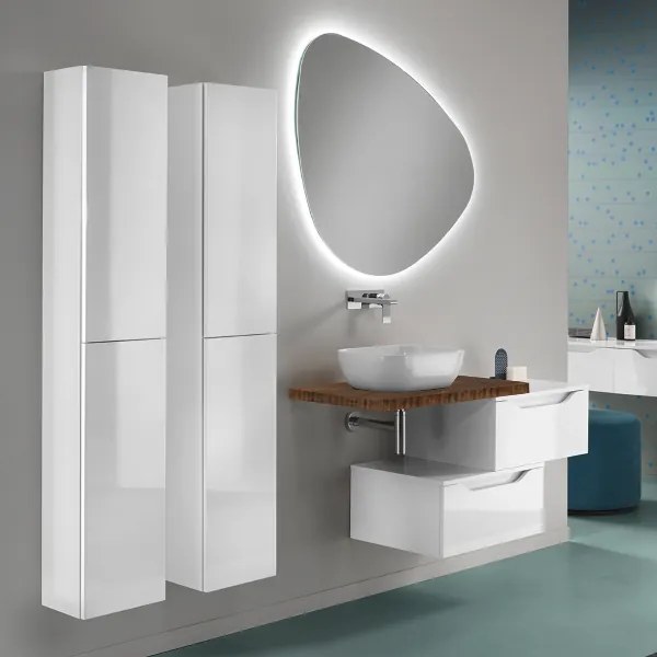 Mobile bagno sospeso con lavabo da appoggio e moduli con cassetto - MIXI C